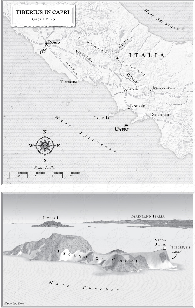 Tiberius in Capri map