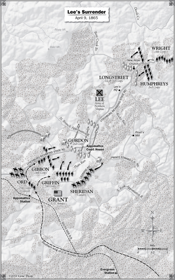 Surrender at Appomattox Courthouse map