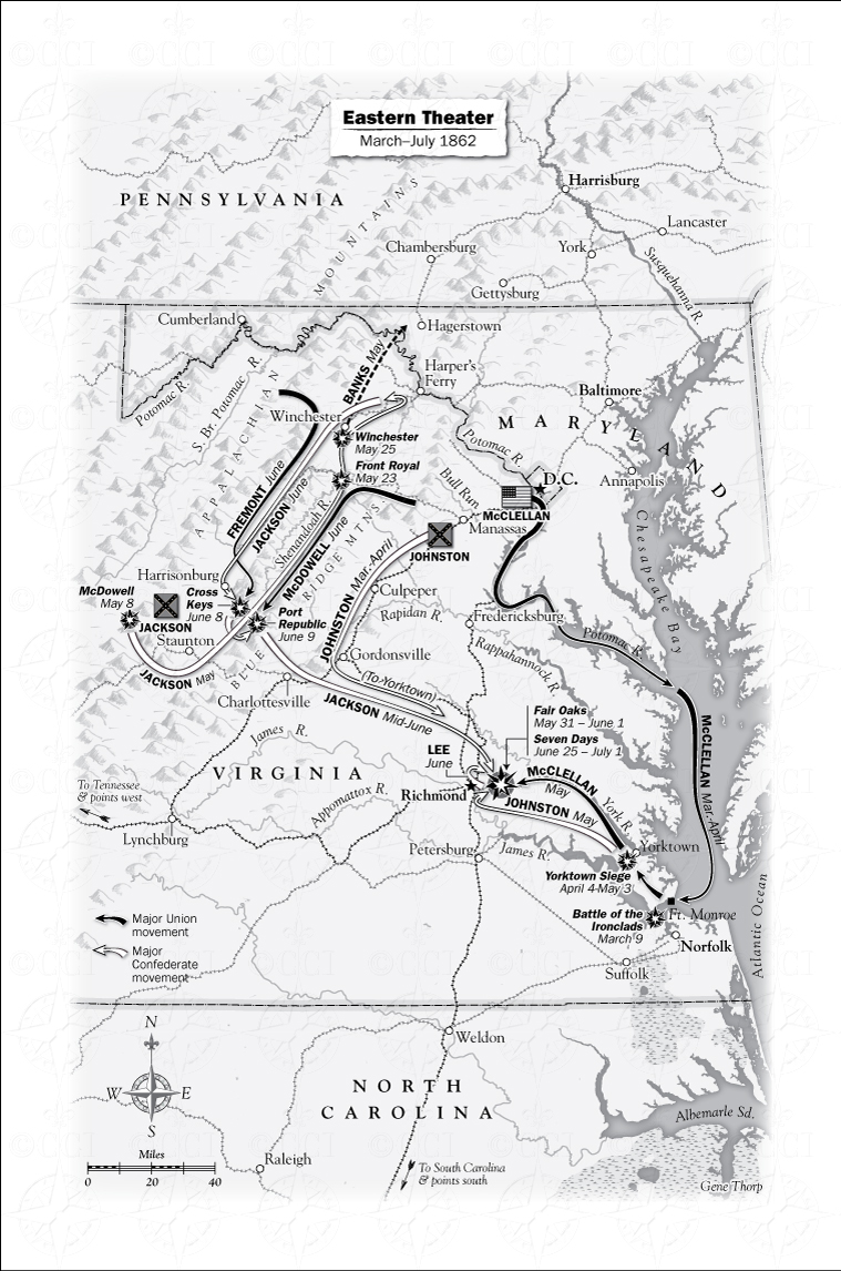 Eastern Theater 1862 map