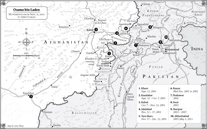 Bin Laden Travels map