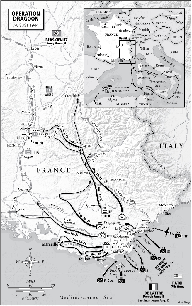 Operation Dragoon map