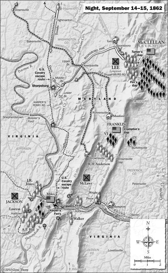 Antietam Campaign map, September 14 -15, 1862, night