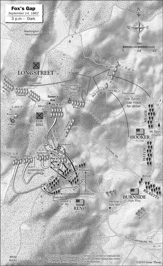 Battle of South Mountain: Fox,s Gap, September 14, 1862, afternoon map