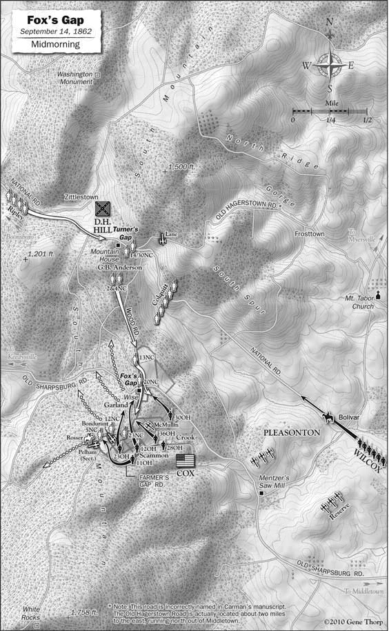 Battle of South Mountain, Fox,s Gap, morning, September 14, 1862
