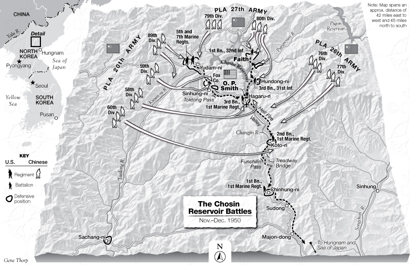 Map of the Battle of Chosin Reservoir