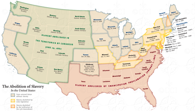 Abolition of slavery map