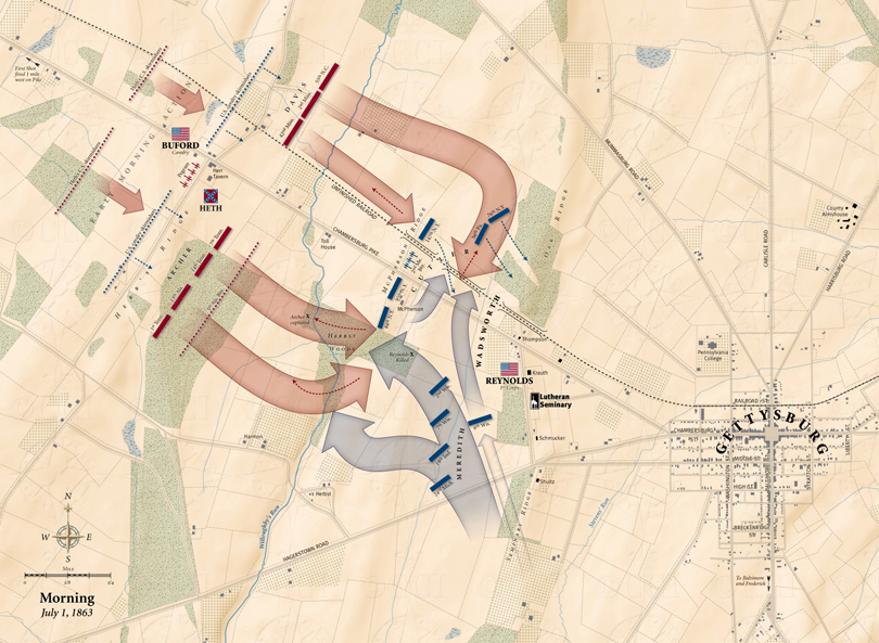 Gettysburg, First Day: Morning map