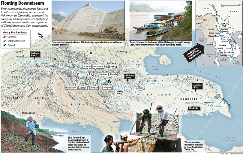 Chinese Dams on the Mekong River map