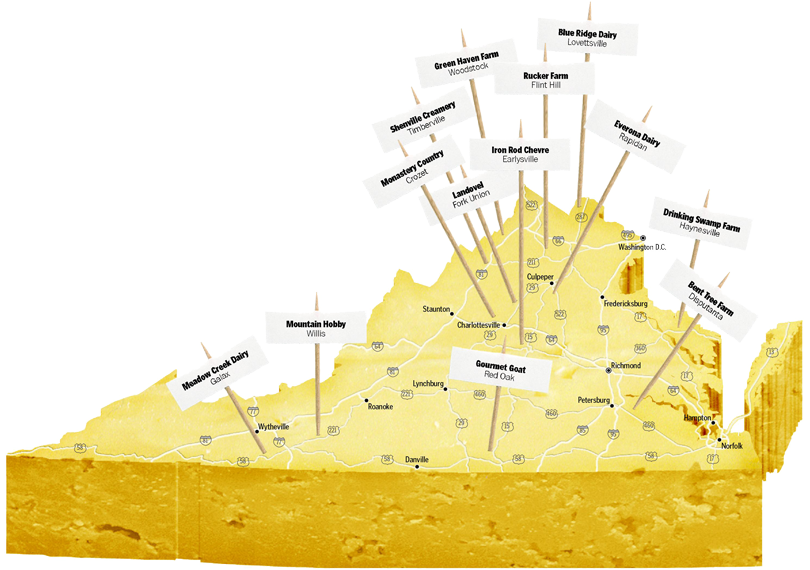Virginia Cheese Producers Map