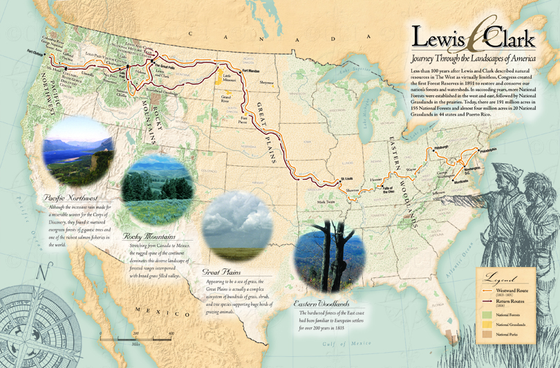 Lewis And Clark Expedition Map For Bicentennial