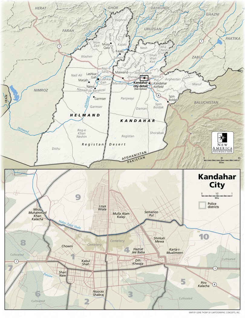 Kandahar and Helmand Provinces map