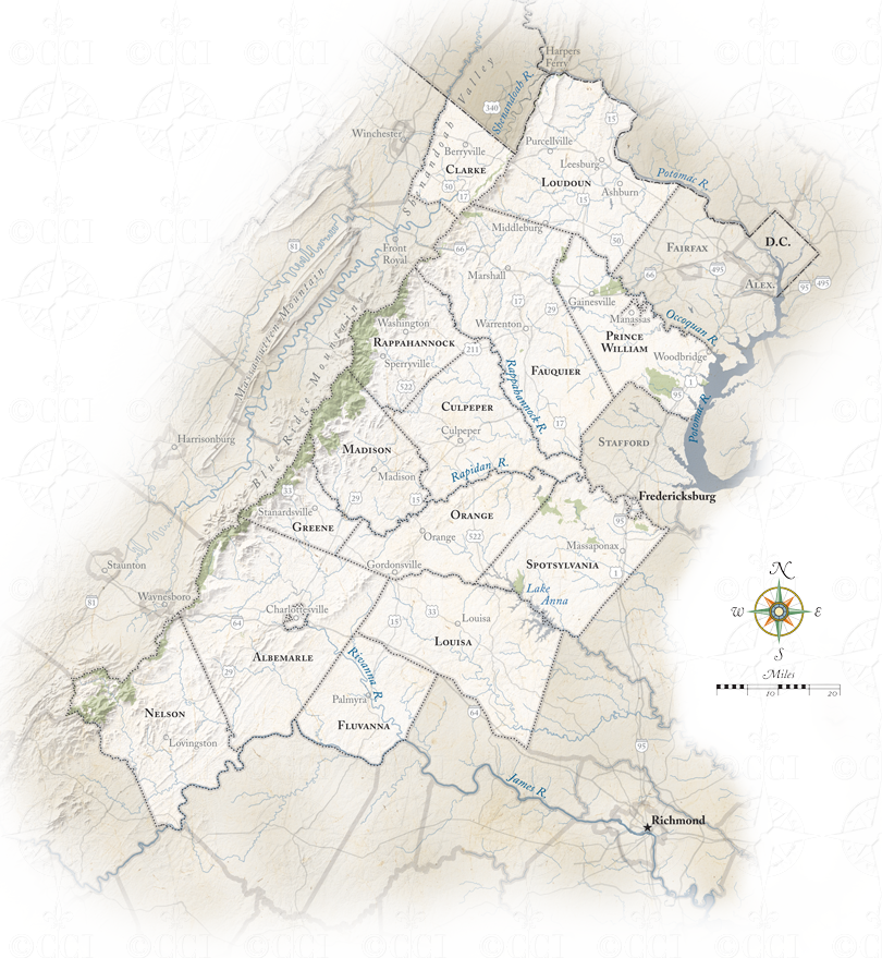 Virginian piedmont map